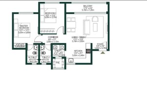 Floor Plan in 2 BHK Apartment at Godrej Woodscapes, Budigere Cross – for Sale