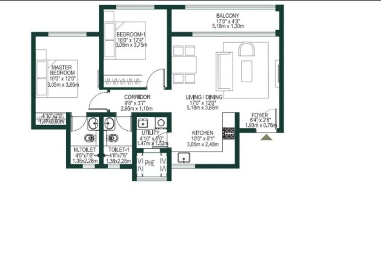 Floor Plan, godrej-woodscapes 2 Bedroom 1192 Sq.Ft. Apartment In Budigere Cross Bangalore 10618032
