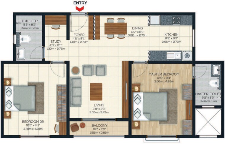 Floor Plan, brigade-valencia 4 Bedroom 2276 Sq.Ft. Apartment In Electronic City Bangalore 10618519
