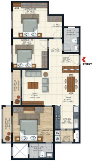 Floor Plan in 4 BHK Apartment at Brigade Valencia, Electronic City – for Sale