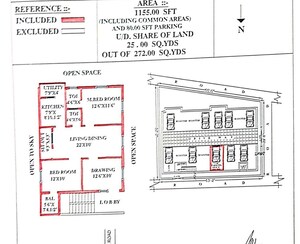 Floor Plan in 2 BHK Apartment at Amba Gardens – for Sale