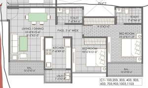 Floor Plan in 2 BHK Apartment at Goel Ganga New Town, Dhanori – for Rent