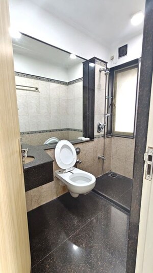 Bathroom in 3 BHK Apartment at Goyal Lakshchandi Heights, Goregaon East – for Rent