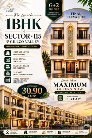 1 BHK Builder Floor – Exterior View View at Sector 115 - for Sale