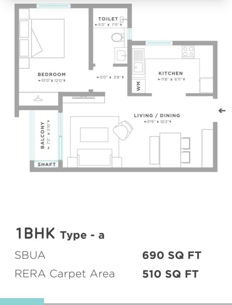Floor Plan, assetz-here-and-now 1 Bedroom 1600 Sq.Ft. Apartment In Thanisandra Bangalore 10619323