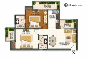 Floor Plan in 2 BHK Apartment at Casa Woodstock, Sector 16c Greater Noida – for Sale