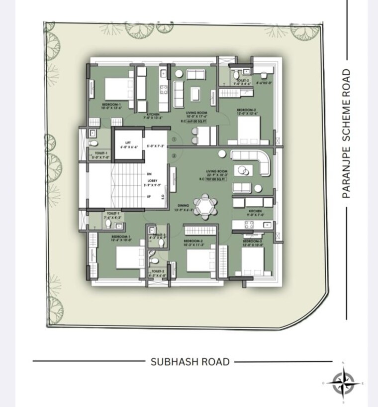 Floor Plan, atharv-abrol 1 Bedroom 453 Sq.Ft. Apartment In Vile Parle East Mumbai 10621125