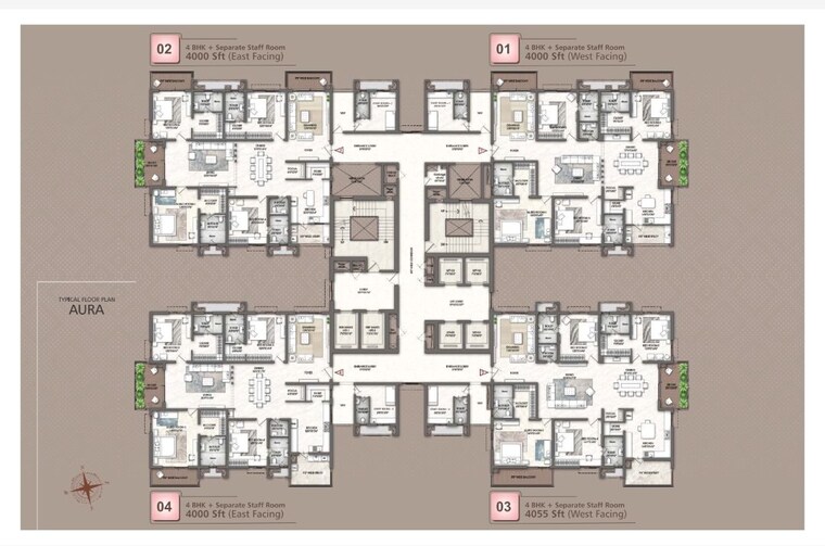 Floor Plan, rajapushpa-skyra 4 Bedroom 4000 Sq.Ft. Apartment In Kokapet Hyderabad 10621391