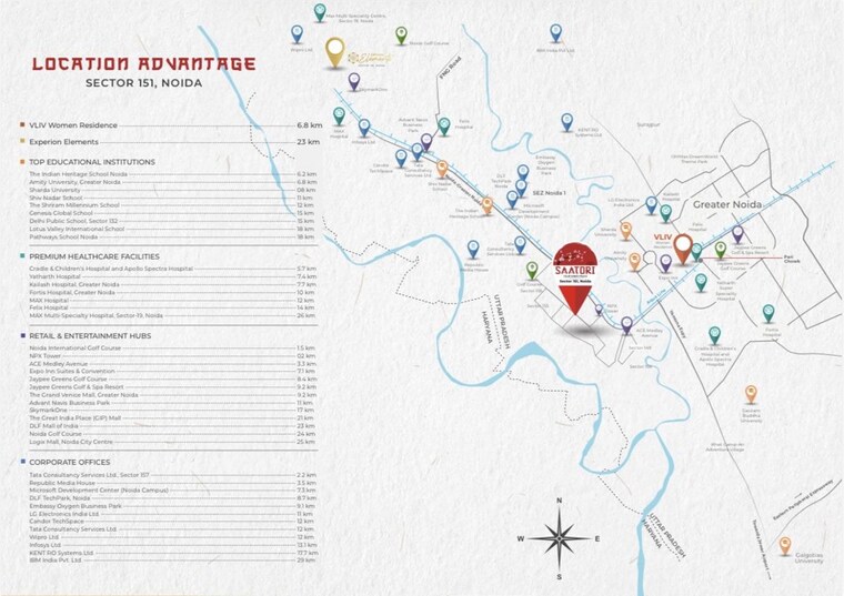 Map Location, experion-saatori 3 Bedroom 2475 Sq.Ft. Apartment In Sector 151 Noida 10621792