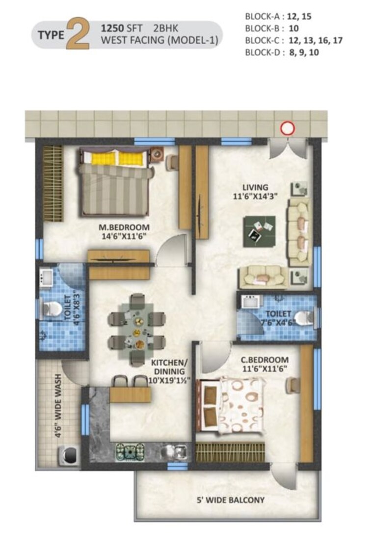 Floor Plan, aaditris-empire-apartments 2 Bedroom 1250 Sq.Ft. Apartment In Velmala Hyderabad 10621948