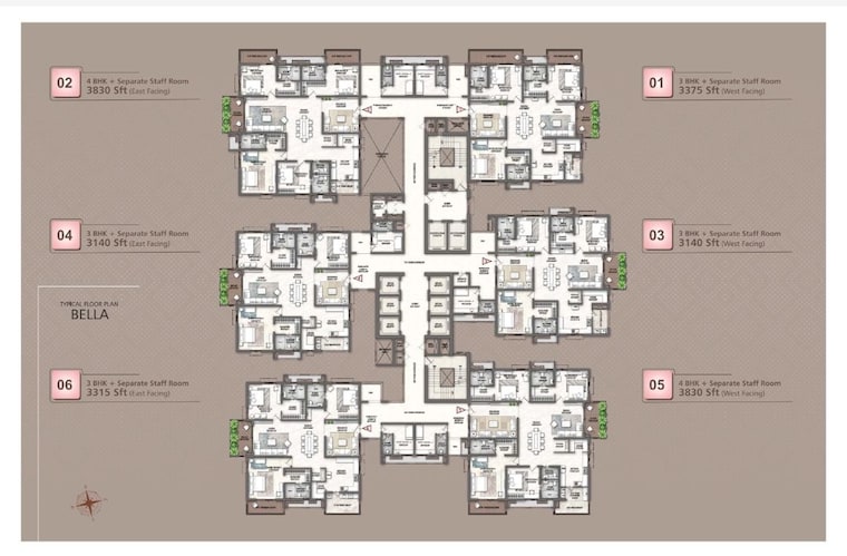 Floor Plan, rajapushpa-skyra 4 Bedroom 3830 Sq.Ft. Apartment In Kokapet Hyderabad 10622007