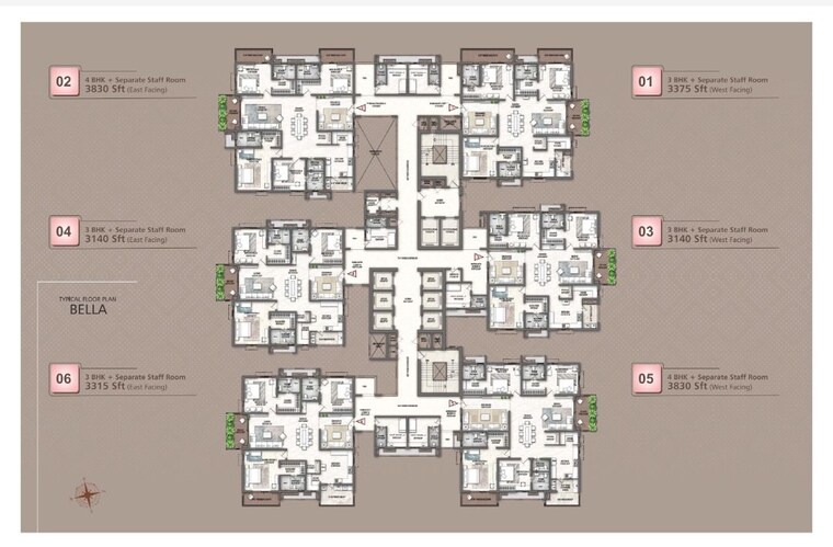 Floor Plan, rajapushpa-skyra 3 Bedroom 3315 Sq.Ft. Apartment In Kokapet Hyderabad 10622024