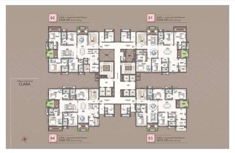 Floor Plan, rajapushpa-skyra 4 Bedroom 5350 Sq.Ft. Apartment In Kokapet Hyderabad 10622025