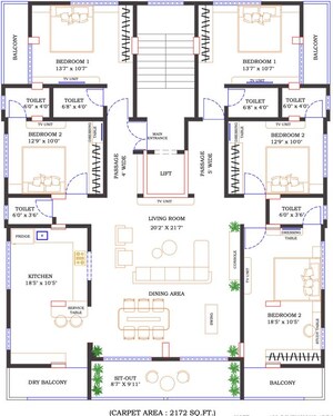 Floor Plan in 5 BHK Apartment at Ram Nagar – for Sale
