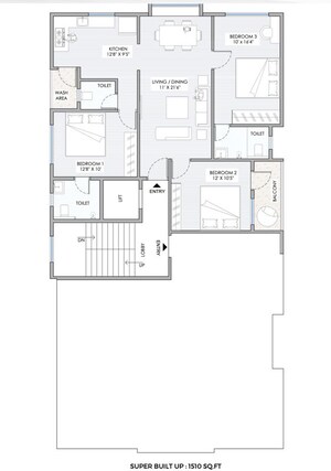 Floor Plan in 3 BHK Apartment at Laxminagar – for Sale