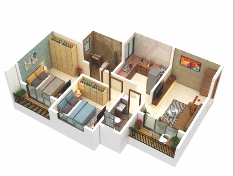 Floor Plan, sunrise-mahek-millennia 2 Bedroom 896 Sq.Ft. Apartment In Dombivli East Thane 10622944