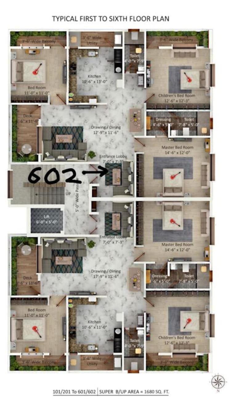 Floor Plan, khamla 3 Bedroom 1680 Sq.Ft. Apartment In Khamla Nagpur 10623258