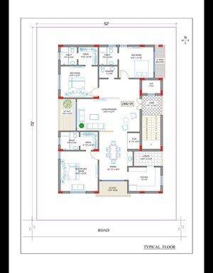 Floor Plan in 3 BHK Builder Floor at Sainikpuri – for Sale