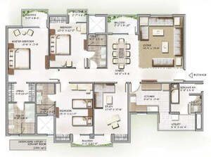 Floor Plan in 3 BHK Apartment at Lotus Panache, Sector 110 – for Sale