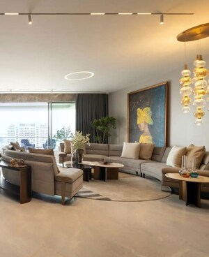 Living Room in 3 BHK Apartment at Lodha Trump Tower, Worli – for Rent