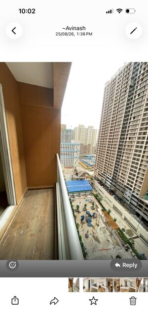 Balcony in 2 BHK Apartment at Dosti West County, Balkum Pada – for Rent