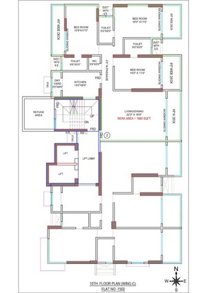 Floor Plan in 4 BHK Apartment at Mirchandani Triton, Santacruz West – for Sale