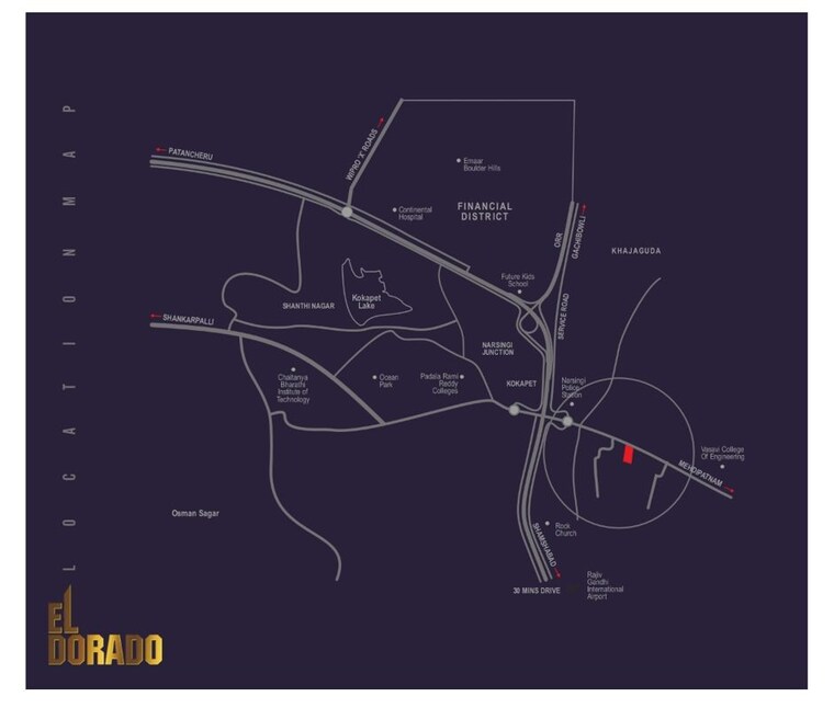 Map Location, lansum-el-dorado 3 Bedroom 1860 Sq.Ft. Apartment In Narsingi Hyderabad 10627740
