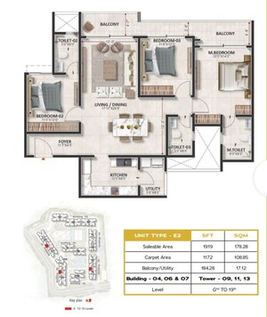 Living Room in 3.5 BHK Apartment at Prestige Evergreen, Whitefield – for Sale
