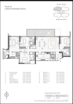 Floor Plan in 3 BHK Apartment at Baner – for Sale