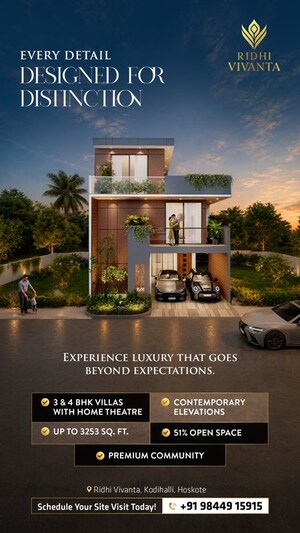  Villa – Exterior View View at Ridhi Vivanta, Hoskote - for Sale