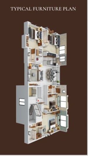 Floor Plan in 4 BHK Apartment at Lake Range – for Sale