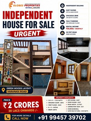 2 BHK Independent House – Exterior View View at Green Woods Layout - for Sale