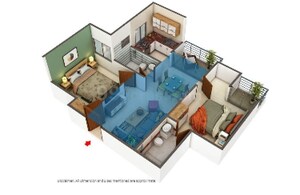 Floor Plan in 2 BHK Apartment at Apeksha Gokul Vatika, Gandhi Path – for Rent