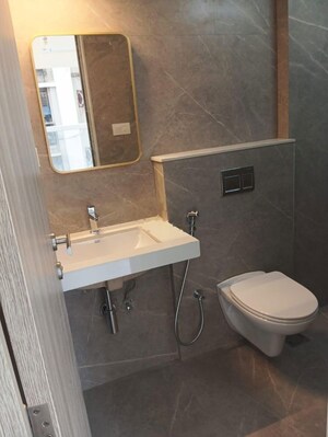 Bathroom in 1.5 BHK Apartment at Rustomjee Cleon, Bandra East – for Rent