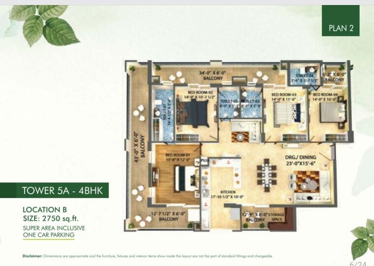 Floor Plan, high ground 4 Bedroom 2750 Sq.Ft. Apartment In High Ground Zirakpur 10629504