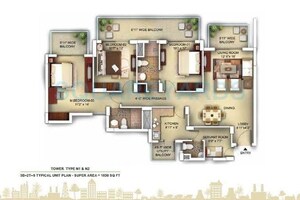 Floor Plan in 3.5 BHK Apartment at Paras Irene, Sector 70a – for Sale