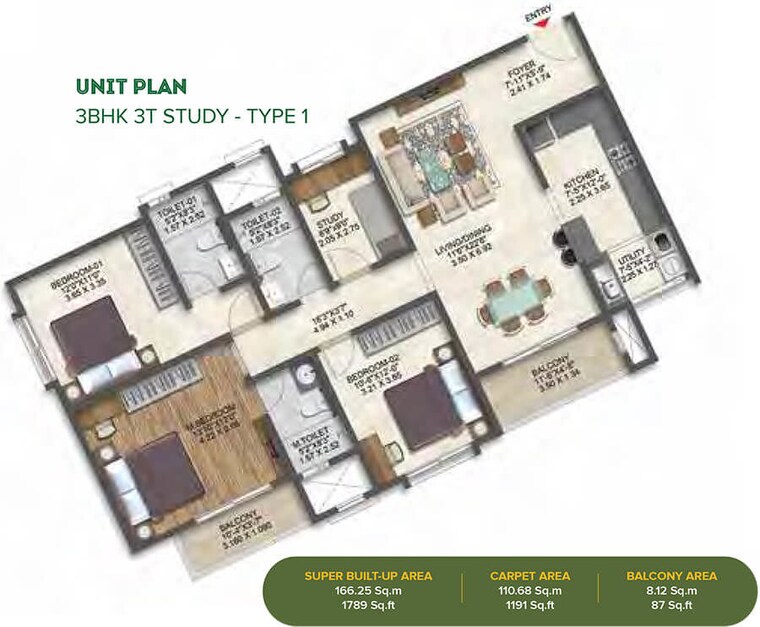 Floor Plan, brigade-calista 3.5 Bedroom 1789 Sq.Ft. Apartment In Budigere Bangalore 10630793