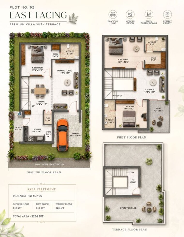 Floor Plan, uppal 3 Bedroom 2530 Sq.Ft. Villa In Uppal Hyderabad 10631516