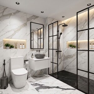 Bathroom in 3 BHK Apartment at VVIP Homes, Gaur City 2 – for Rent