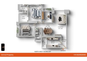 Floor Plan in 2.5 BHK Apartment at Oberoi Realty Woods, Goregaon East – for Sale