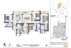 Floor Plan in 5 BHK Apartment at Prestige Park Grove, Whitefield – for Sale