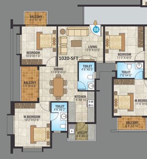 Floor Plan in 2 BHK Apartment at Thubarahalli – for Sale