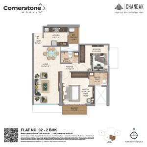 Floor Plan in 2 BHK Apartment at Chandak Cornerstone, Worli – for Rent