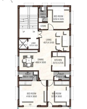Floor Plan in 3 BHK Builder Floor at New Town – for Sale
