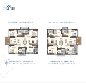Floor Plan in 3 BHK Apartment at Rajapushpa Pristinia, Kokapet – for Sale