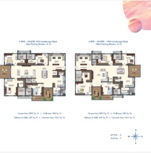 Floor Plan in 4 BHK Apartment at Rajapushpa Pristinia, Kokapet – for Sale