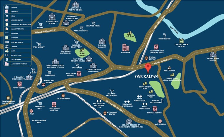 Map Location, ajmera-crosstown-one 1 Bedroom 465 Sq.Ft. Apartment In Kalyan West Thane 10636421