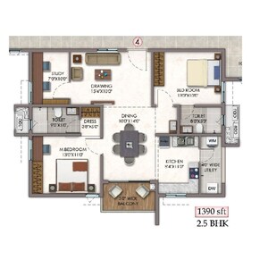 Floor Plan in 2.5 BHK Apartment at Vision Arsha, Tellapur – for Sale