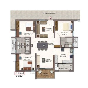 Floor Plan in 3 BHK Apartment at Vision Arsha, Tellapur – for Sale
