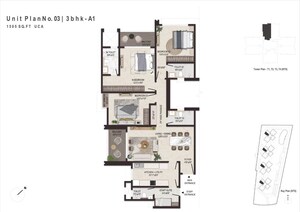 Floor Plan in 3 BHK Apartment at Hebbal – for Sale